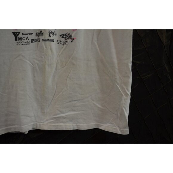 West Vancouver 14 Kilometer Coho Run 1990 Medium White Shirt Hanes Vintage YMCA - Picture 2 of 12